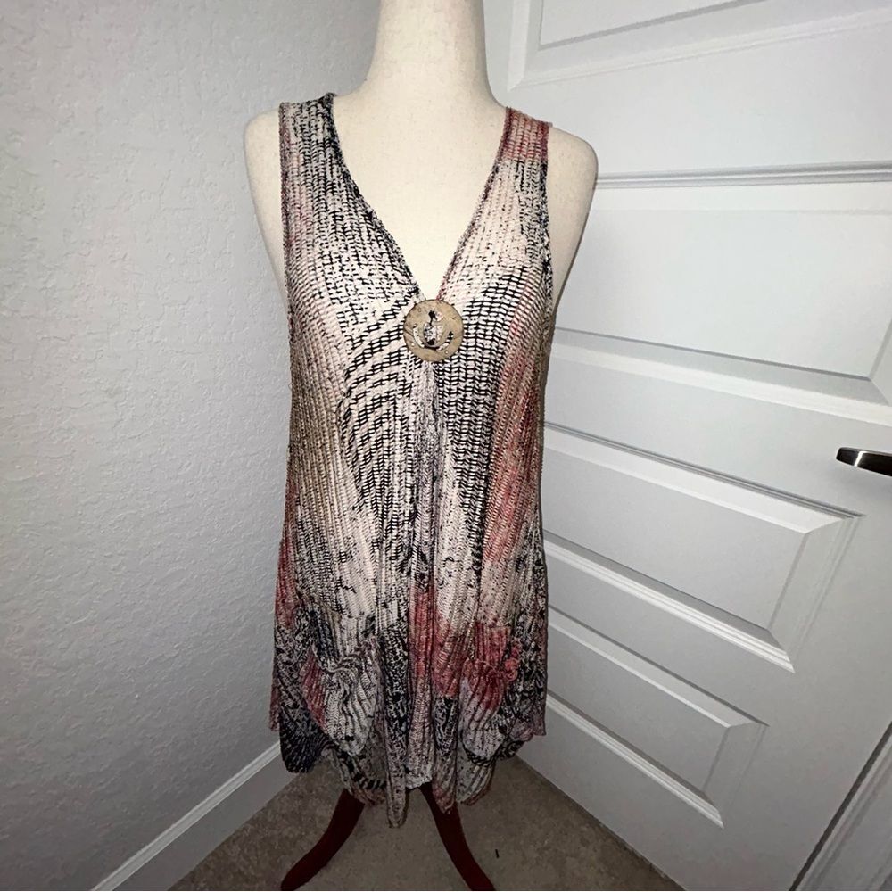 Paradise USA Sleeveless Lagenlook Mesh Tunic Cover Up